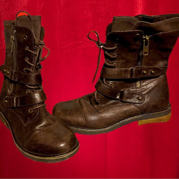 Zip-up Laced Combat Style Boots SoftMoc - Picture 4 of 7